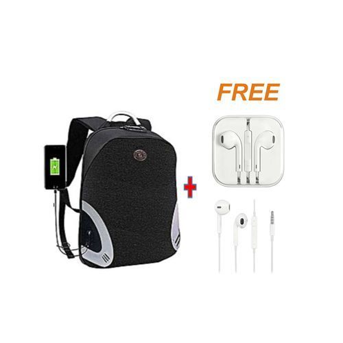 product_image_name-Generic-Anti theft Laptop Bag + Free Bass Earphones - Grey, Black-1