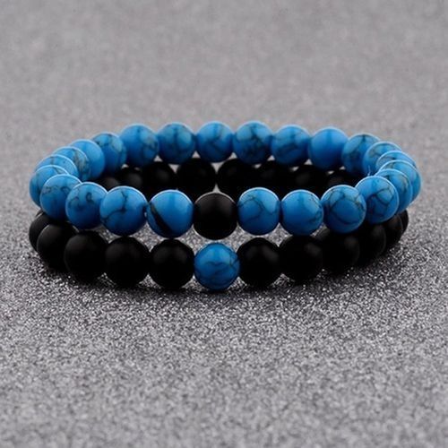 product_image_name-Fashion-2 Pcs Couple/ Best friend Bracelet - Blue and Black-1