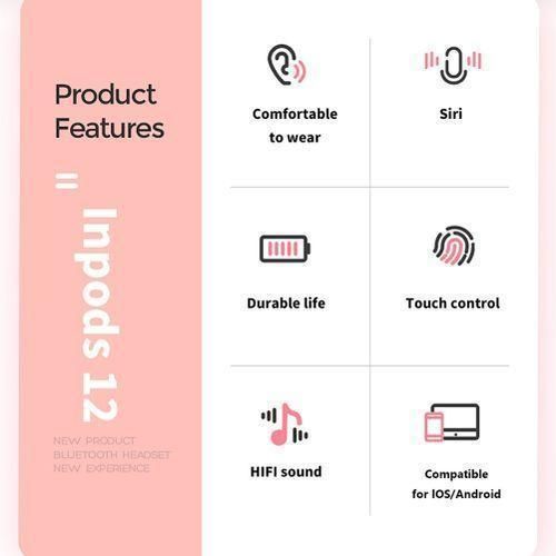 product_image_name-Genetic-InPods12 Macaron Wireless Bluetooth 5.0 Touch Control Sports Earphones Earbuds-Black-3