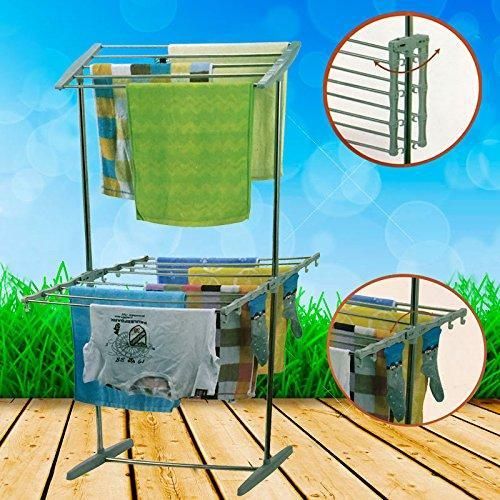 product_image_name-Generic-Multifunctional Mobile Folding Clothes Drying Rack - Multicolor-3