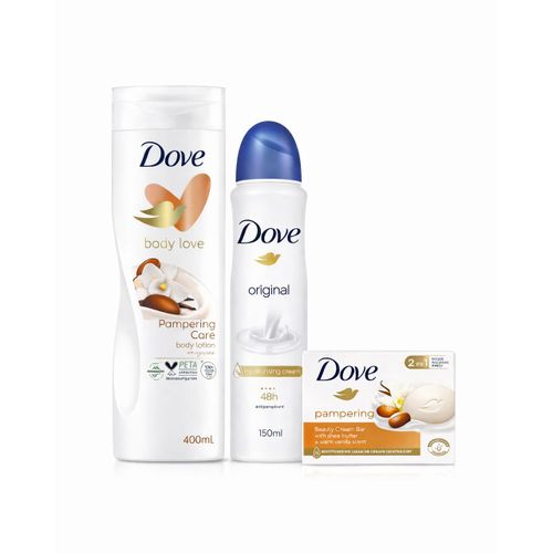 product_image_name-Dove-BODY LOTION PAMPERING CARE 400ML +DOVE SOAP PAMPERING 90G + DOVE BODY SPRAY ORIGINAL 250ML-1