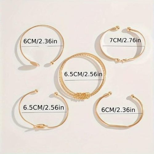 product_image_name-Fashion-Vintage Personalized Bracelet Five Piece Set - Gold-4