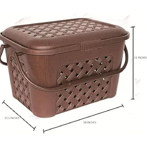 product_image_name-Generic-Durable Home Office Handy Storage Basket, Picnic Box, Caddy Basket. Grocery, Fruits and Vegetables Shopping Basket with Lid & Handle-2