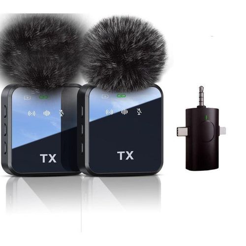 product_image_name-Generic-F11-2 3 In 1 Wireless Microphone, Noise Cancellation Wireless Mic For Youtubers, Video Recording - Black-4