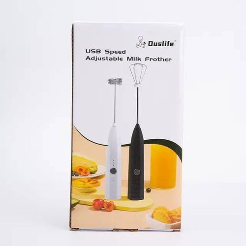 product_image_name-Generic-Rechargeable Electric Plastic Handle Handheld Mini Office Egg Beater Coffee Milk Frother With Food Safe Stainless Steel Whisk Frappe Mixer-4