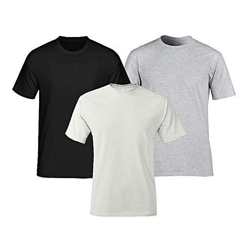 Shop 3 Pack of Men's T-shirts - Black,White,Grey | Jumia Uganda