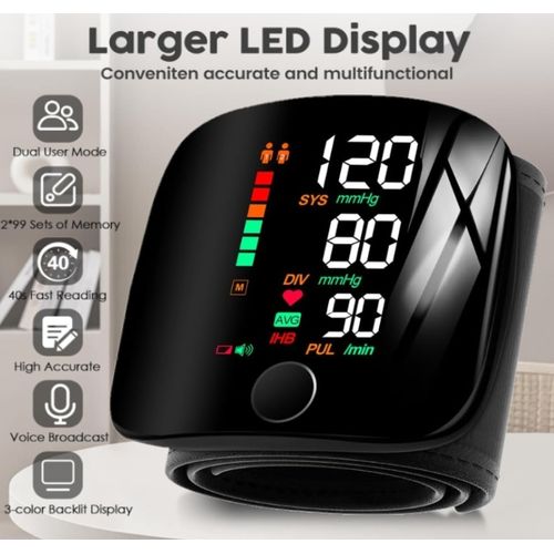 product_image_name-Generic-Wrist Blood Pressure Monitor Meter-LCD Digital Display-With Voice, Rechargeable-2