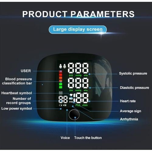 product_image_name-Generic-Wrist Blood Pressure Monitor Meter-LCD Digital Display-With Voice, Rechargeable-3