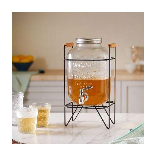 product_image_name-Generic-Beverage Dispenser Water Dispenser Juice Dispenser With Stand, Glass Air Tight Cold Water Pitcher Leak Proof Tap Juice Dispenser, Dispenser With Tap & Air Tight Lid (4 Litre Dispenser)-1