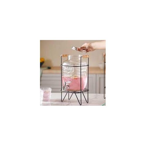 product_image_name-Generic-Beverage Dispenser Water Dispenser Juice Dispenser With Stand, Glass Air Tight Cold Water Pitcher Leak Proof Tap Juice Dispenser, Dispenser With Tap & Air Tight Lid (4 Litre Dispenser)-6