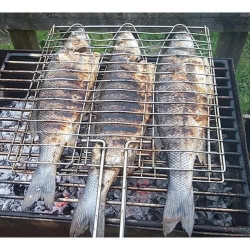 product_image_name-Generic-3 Section BBQ Barbeque Fish Charcoal Grill Net Basket-Silver.-2