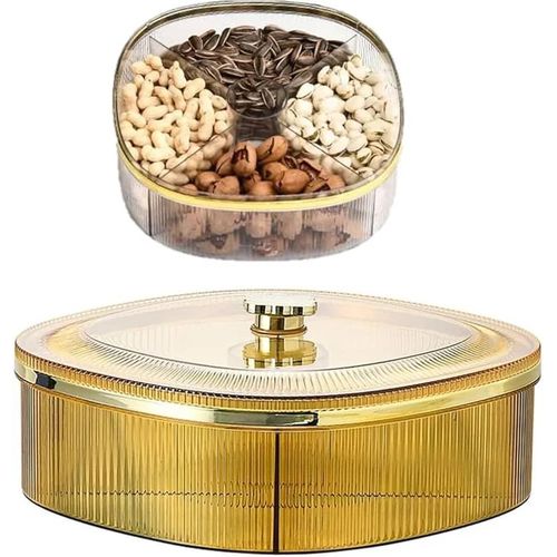product_image_name-Generic-5 Compartments Snack Serving Tray Appetizer Transparent Plate with Lid Sealing Moisture-Proof Food Storage Organizer Container For Dried Fruits Nuts Candies Sweet Cookies Chocolates Mouth Freshener Restaurant Candy Box For Dining Table - Multicolor-2