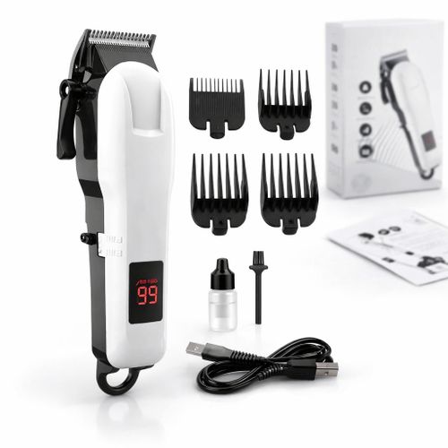 product_image_name-Generic-Cordless Rechargeable Hair Trimmer/Clipper With Battery Indicator Light - White-1