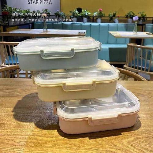 product_image_name-Generic-Hot Food Insulated Office Lunchbox with Spoon Hot Food Insulated Stainless Steel and Healthy Plastic-1