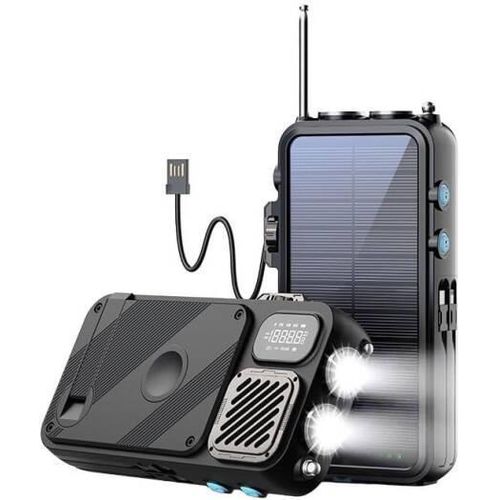 product_image_name-Powerology-16000mAh Solar Power Bank with FM Radio Speaker and Lights - Black-4