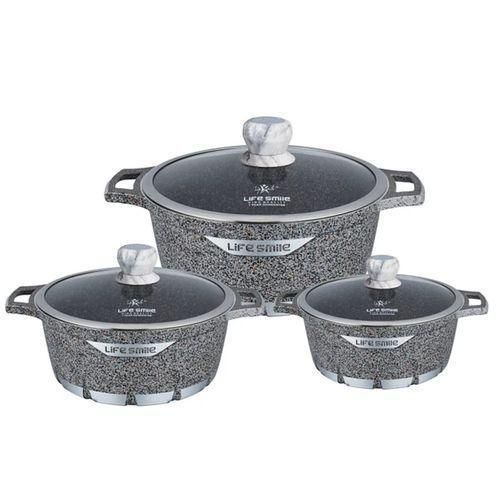 product_image_name-Life Smile-3 Piece Lifesmile Non-stick Saucepan Cookware Pots, Grey.-1