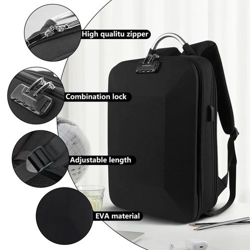 product_image_name-Generic-Laptop Bag  With High quality Zipper Combination Lock Adjustable Length EvaHigh quality Zipper Combination Lock Adjustable Length Eva Material - Black  Material - Black -1