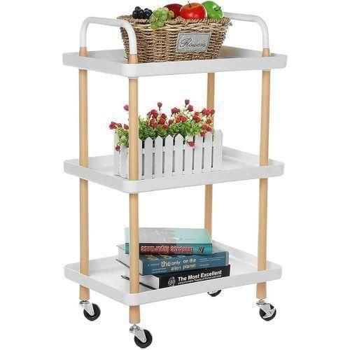 product_image_name-Generic-Multi-Purpose Three-Tier Rolling Utility Cart with Wood Accents-2