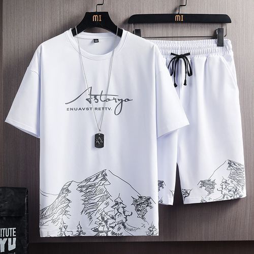 Shop 2 In 1 Men s Casual T shirts Shorts Suit Set Breathable Tee Shirt Short Sleeve Jumia Uganda