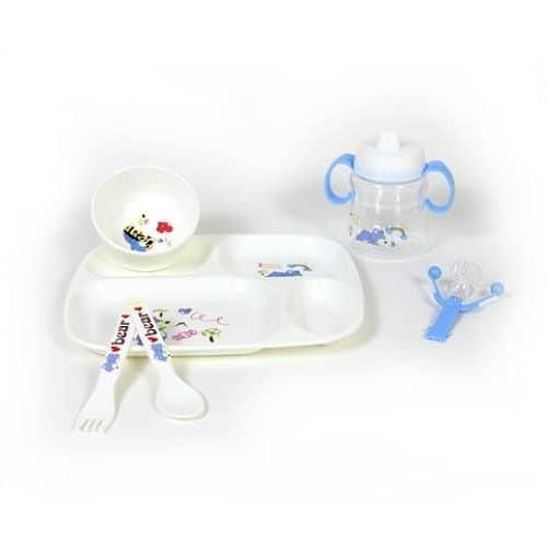 product_image_name-Generic-Childrens Tableware Dinner Set 6 in 1 Feeding Series Plate Cup Bowl Spoons Gift Pack- White-5