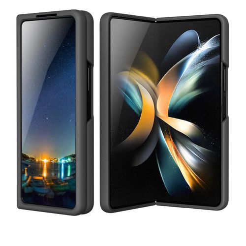 product_image_name-Generic-Samsung Galaxy Z Fold 3 Case - Liquid Silicone Dual Layer Hybrid Hard PC Soft Silicone Slim Fit Protective Phone Case for Women & Men, Black-2