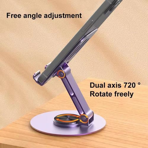 product_image_name-Generic-360 Rotating Cell Phone Stand, Adjustable Foldable Desktop Holder, Universal Compatibility-7