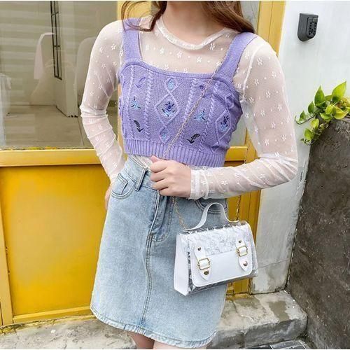 product_image_name-Fashion-New Bag Transparent Buckle Magnetic Buckle Chain Small Square Bag Shoulder-3