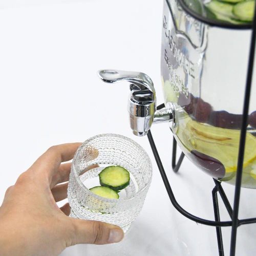product_image_name-Generic-Beverage Dispenser water dispenser juice dispenser With Stand, Glass Air Tight Cold Water Pitcher Leak Proof tap Juice Dispenser, Dispenser with Tap & Air Tight Lid (8 Litre Dispenser)- Clear, Black-5