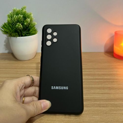 product_image_name-Samsung-Galaxy A32 4G Luxury Soft Rubber Liquid Silicone Case Skin Touch Feel Phone Cover Black -4