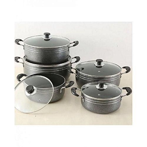 product_image_name-Tornado- Aluminium Non-Stick Cooking Pots - 5Pcs - Black-2