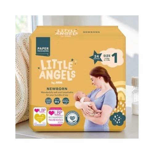 product_image_name-LITTLE ANGELS- ASDA by Newborn Disposable size 1 2-5kg 24 Nappies Diapers-Yellow-1