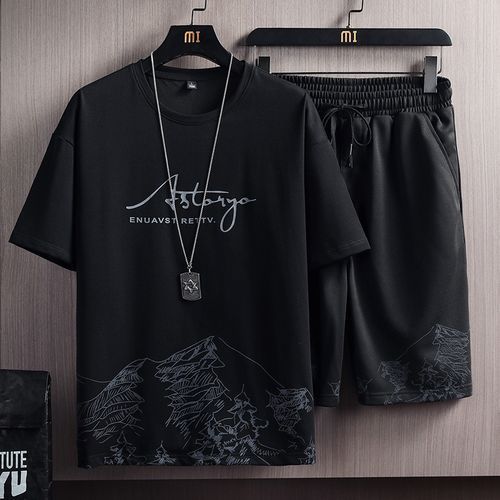Shop 2 In 1 Men s Casual T shirts Shorts Suit Set Breathable Tee Shirt Short Sleeve Jumia Uganda
