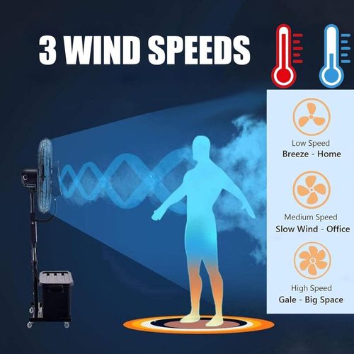 product_image_name-Generic-Industrial Misting Fan Commercial Pedestal Fan, Heavy Duty Pedestal Oscillating Spray Fan, 3 Cooling Speeds, 90 Degree Oscillation Cooling Misting Fans with 40L Water Tank, Floor Standing Industrial Fan, Adjustable Height- Black-3