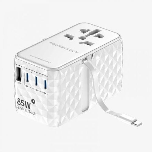 product_image_name-Powerology-Universal GaN 85W Super Charger Retractable Type-C Cable White-3