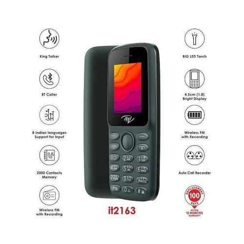 product_image_name-Itel-2163 Dual SIM 1.8inch 32MB ROM, 32MB RAM 1000mAh – Black Small Button Phone-2