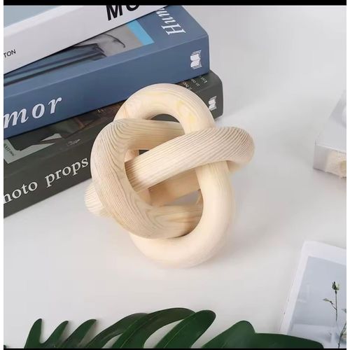 product_image_name-Generic-Wood Knot Decor Rustic Farmhouse Accent Hand Carved 3-Link Wood Chain Link Decor  for Living Room Bedroom Office Coffee Table Decor-1