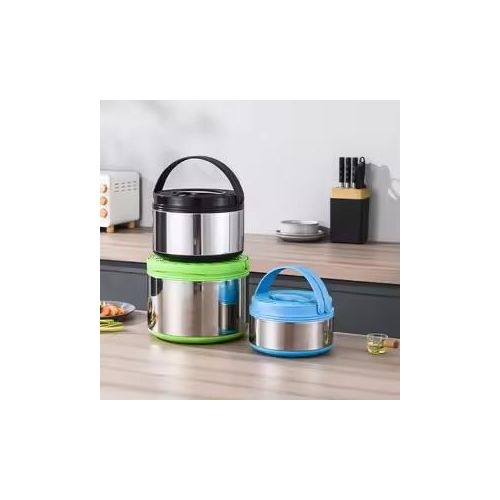 product_image_name-Generic-3Pcs Cookware Set Hot-Pot Insulated Casserole Stainless Steel Casserole Dish. Color -Black,Green & Blue.-2