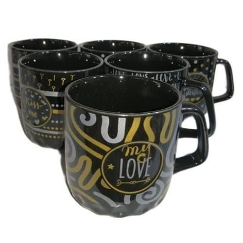 product_image_name-Generic-6 Pieces Of Silver And Gold Printed Coffee Tea Cups  Mugs- Black-3