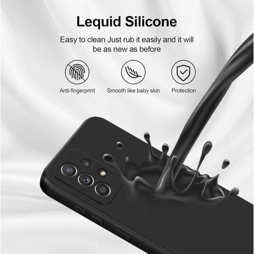 product_image_name-Generic-Samsung A52 / A52s 5G Back Cover with Upgraded Square Edges for Camera Protection Shockproof Flexible Matte Liquid Silicone Mobile Phone Case (Black)-3