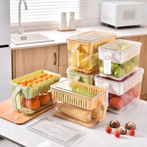 product_image_name-Generic-1 Food Storage Container With Draining Function And Handle And Lid With Handle-Multicolour-2