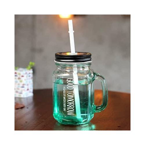 product_image_name-Generic-6 Set 16 oz Assorted Colored Steel lid Mason Jar Mugs With Handle And Straw Fashionable Drinking Glass For Coffee , Smoothie , Cocktails -6