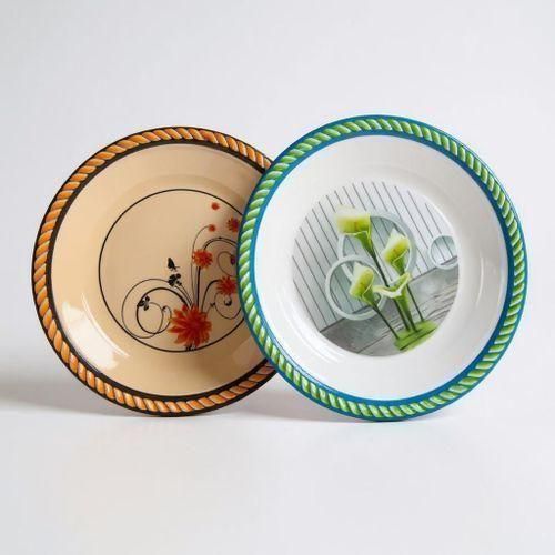 product_image_name-Generic-4U Set of 6 Salad Plates 9 Inch Round Melamine Plates Floral Design Microwave & Dishwasher Safe for Salad Dinner Dessert Everyday Use-1