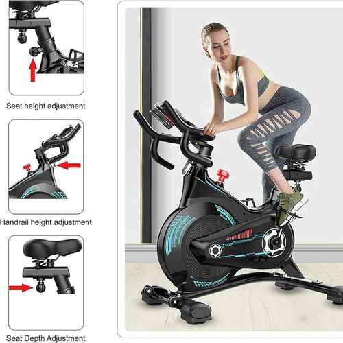 product_image_name-Generic-Magnetic Resistance Belt Drive Quiet Fitness Indoor Cycling Exercise Bike, Indoor Cycling Workout Bike, Stationary, Spin Bikes Weight Loss Silent Magnetic Control Exercise Spinning Bike Smart APP Exercise Bike Fitness Gym Sport Equipment -8