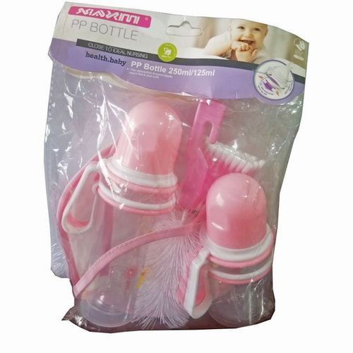 Shop Baby 5 Pcs Baby Set With Bib Earbuds Bottles Cleaner Pink