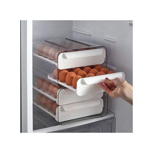 product_image_name-Generic-32 Eggs Tray Storage Box Double-deck Refrigerator Drawer, White-4