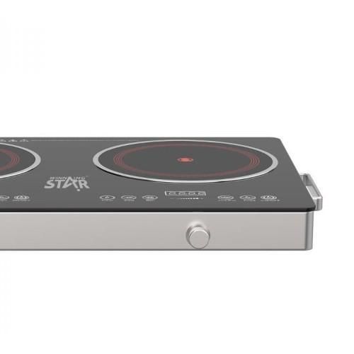 product_image_name-Winningstar-Double Induction Cooker Inverter Infrared Cooker Portable Ceramic Glass Plate Sensor Touch & Knob Control, Black Crystal Panel, 120 Mins Timer, Safety Lock, Overheat Protection  -Silver-3