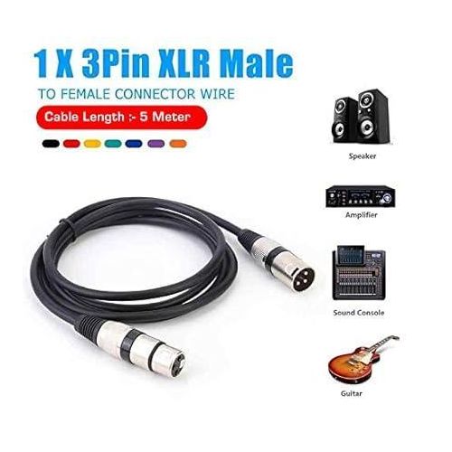 product_image_name-Generic- XLR Male to XLR Female Cable (5 Meter, Black)-7