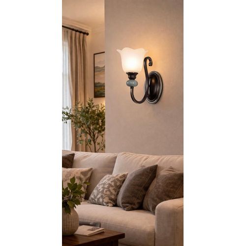 product_image_name-Generic-Modern Vintage Wall Light Sconce – Glass Shade LED Wall Lamp for Living Room, Bedroom & Hallway (Bronze Finish)-4