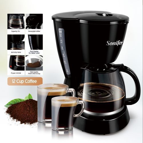 product_image_name-Sonifer-SF-3531 1.25L Electric Drip 12 Cup Coffee Maker - Black-1