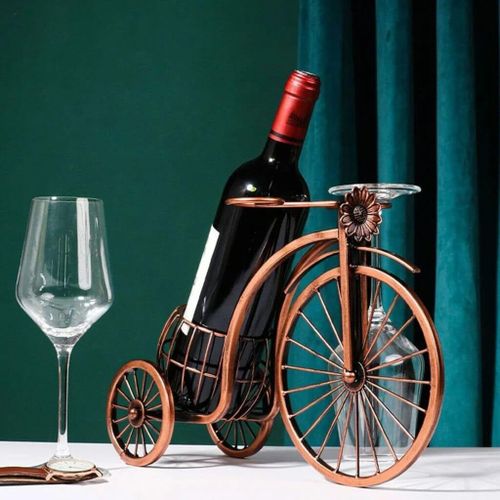 product_image_name-Generic-Vintage Metal Bicycle Wine Rack Holder Stand Free Standing Small Tabletop Bottle Holder Water and Wine Bottle Holder for Home Kitchen Dining Room -3